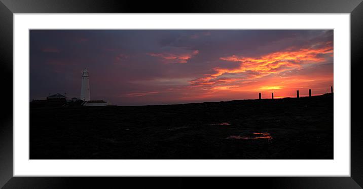 st. mary`s lighthouse pararamic Framed Mounted Print by Northeast Images