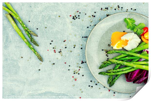 Vegetable salad with poached egg Print by Mykola Lunov Mykola