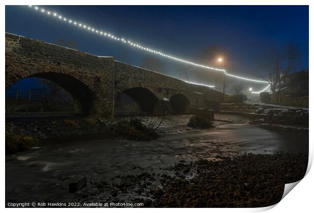 Culmstock bridge by nights  Print by Rob Hawkins