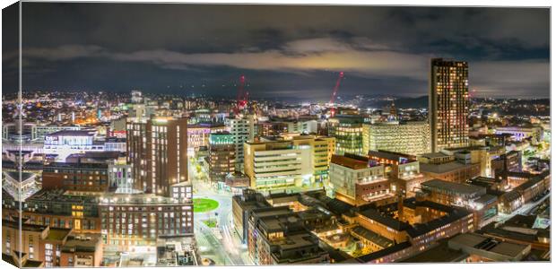 Sheffield Skyline at Night Canvas Print by Apollo Aerial Photography