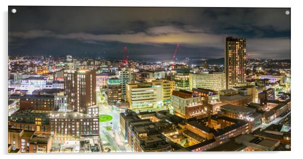 Sheffield Skyline at Night Acrylic by Apollo Aerial Photography