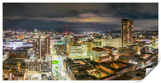 Sheffield Skyline at Night Print by Apollo Aerial Photography