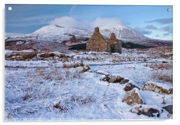 Kilchrist Ruin and Ben na Caillich, Skye, Scotland Acrylic by Barbara Jones