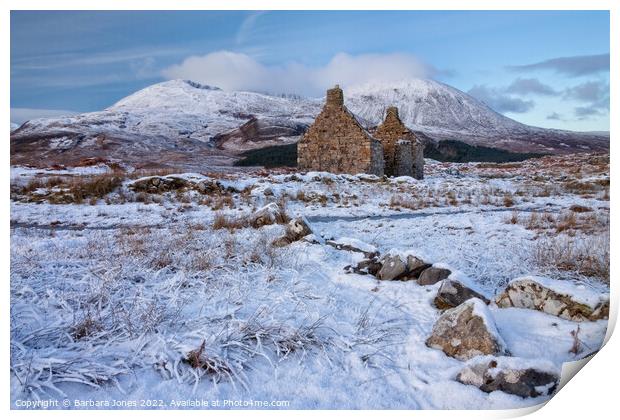 Kilchrist Ruin and Ben na Caillich, Skye, Scotland Print by Barbara Jones