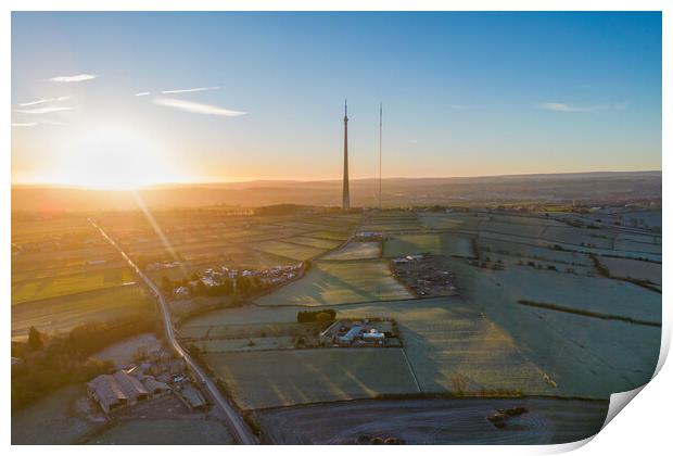 Emley Moor Frosty Morning Print by Apollo Aerial Photography