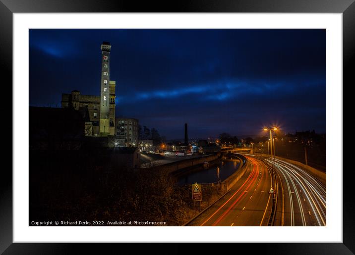 Light trails in Bingley, West Yorkshire Framed Mounted Print by Richard Perks