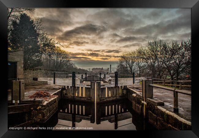 Frosty Mornings at the Bingley Five Rise Lock Framed Print by Richard Perks