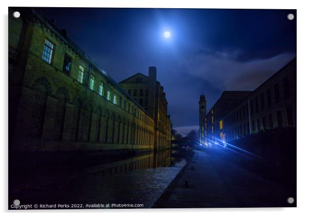 Moonlight over Salts Mill Acrylic by Richard Perks