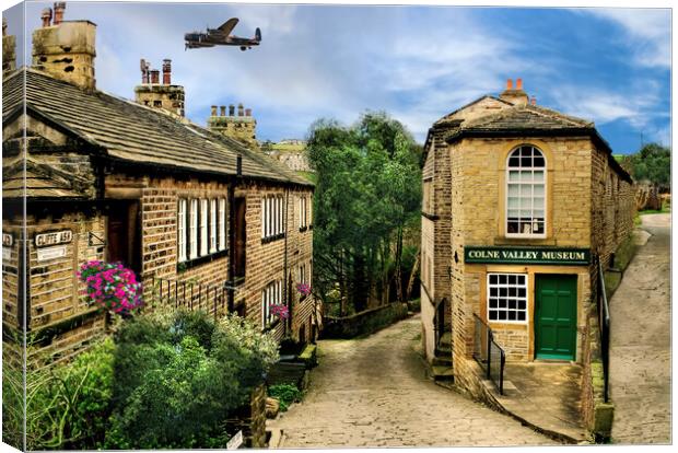 Golcar Lily Day Lancaster Bomber Flyby Canvas Print by Alison Chambers