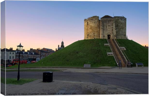 Cliffords Tower York Sunset Canvas Print by Alison Chambers