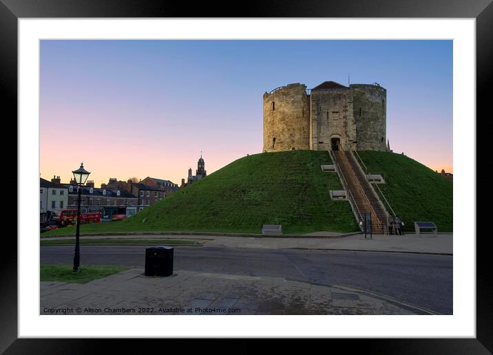 Cliffords Tower York Sunset Framed Mounted Print by Alison Chambers