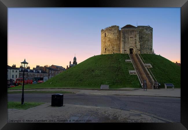 Cliffords Tower York Sunset Framed Print by Alison Chambers