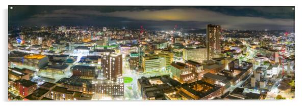 Sheffield at Night Acrylic by Apollo Aerial Photography