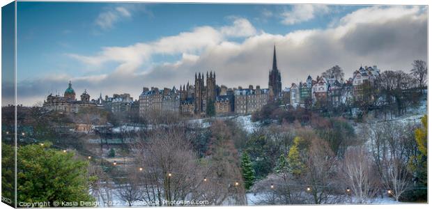 Wintry Edinburgh Skyline Canvas Print by Kasia Design