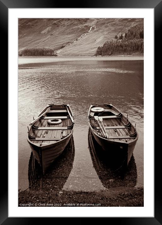 Buttermere rowing boats Framed Mounted Print by Chris Rose