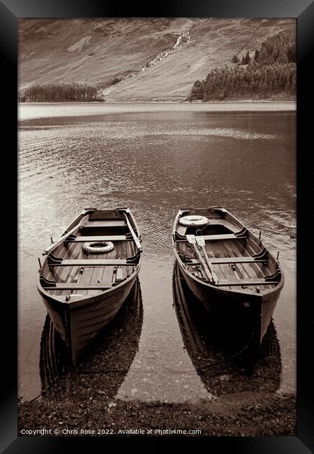 Buttermere rowing boats Framed Print by Chris Rose