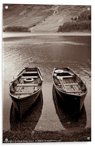 Buttermere rowing boats Acrylic by Chris Rose