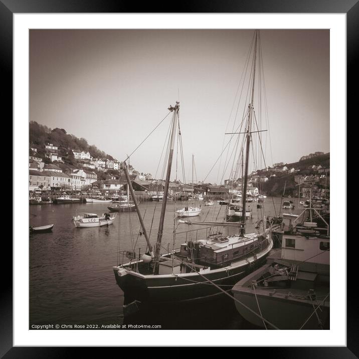 Looe, boats in the harbour Framed Mounted Print by Chris Rose
