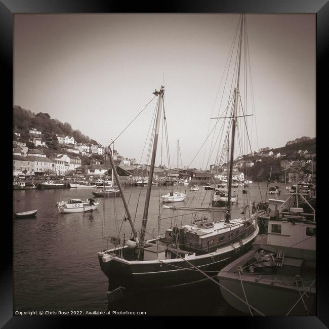 Looe, boats in the harbour Framed Print by Chris Rose