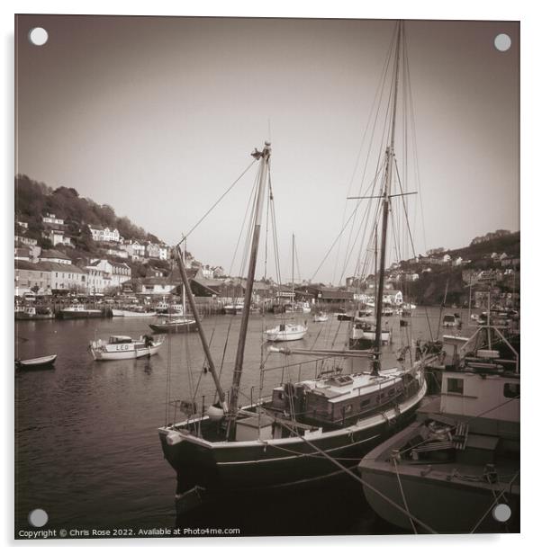 Looe, boats in the harbour Acrylic by Chris Rose