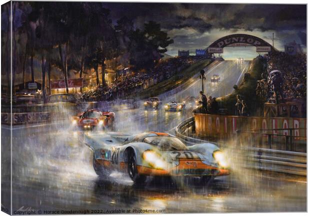 Racing in the rain Canvas Print by Horace Goodenough