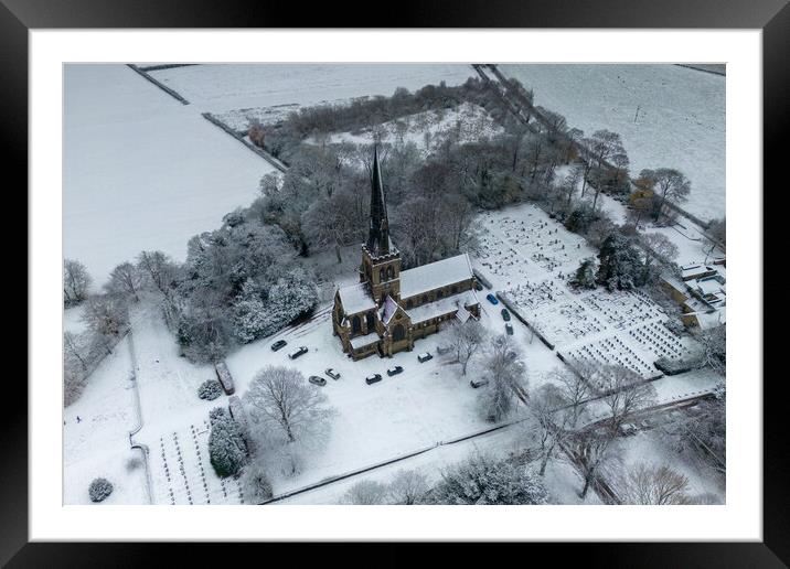 Wentworth Church In The Snow Framed Mounted Print by Apollo Aerial Photography