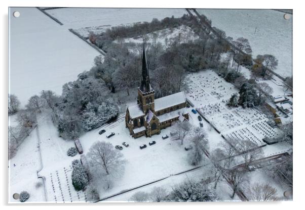 Wentworth Church In The Snow Acrylic by Apollo Aerial Photography