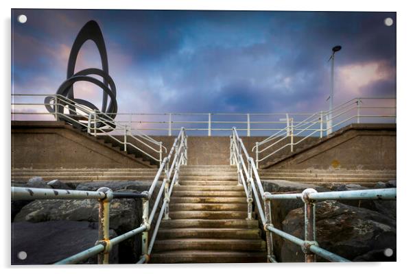Aberavon beach steps Acrylic by Leighton Collins