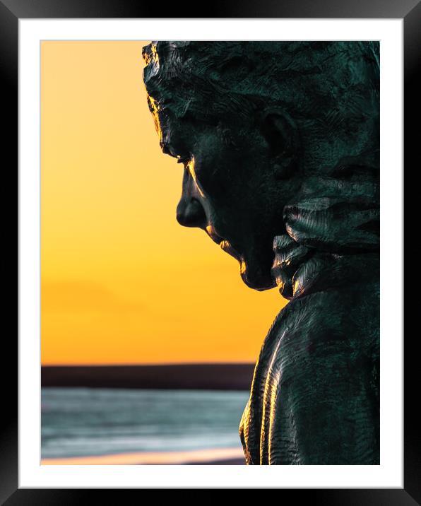 Golden Sunrise over the Minesweeper Statue Framed Mounted Print by DAVID FRANCIS