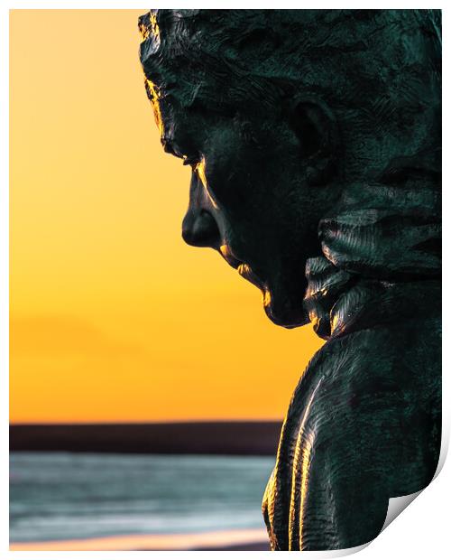 Golden Sunrise over the Minesweeper Statue Print by DAVID FRANCIS