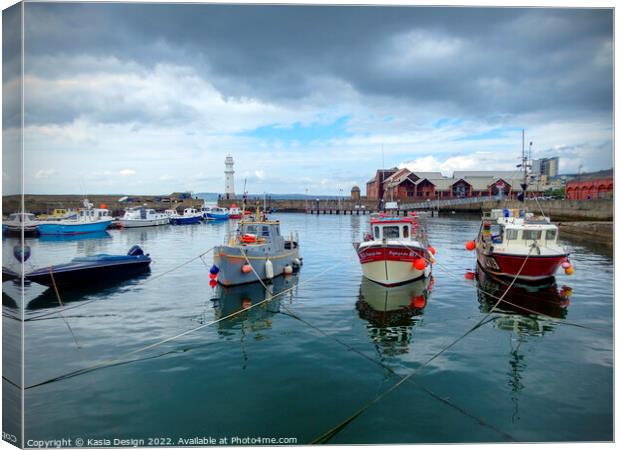 Colourful Newhaven Harbour Canvas Print by Kasia Design