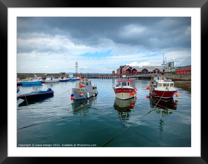 Colourful Newhaven Harbour Framed Mounted Print by Kasia Design