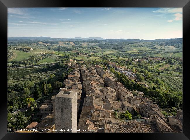 Looking Over San Gimignano Framed Print by Neal P