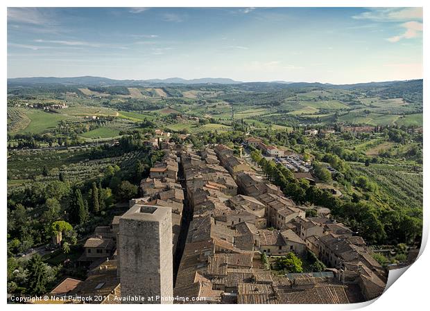 Looking Over San Gimignano Print by Neal P