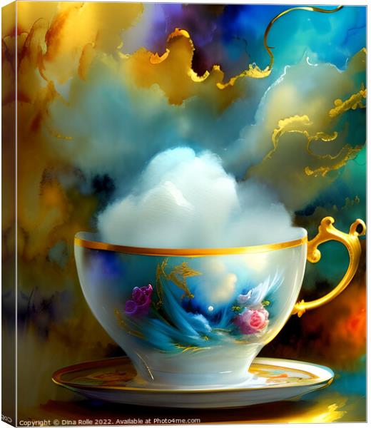 Whimsical Cloud in a Tea Cup Digital Graphic Canvas Print by Dina Rolle