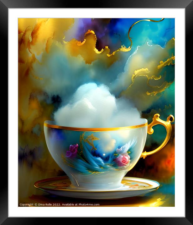 Whimsical Cloud in a Tea Cup Digital Graphic Framed Mounted Print by Dina Rolle