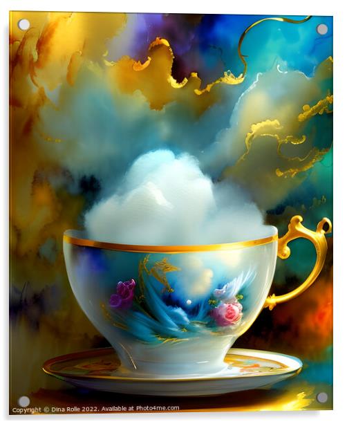 Whimsical Cloud in a Tea Cup Digital Graphic Acrylic by Dina Rolle