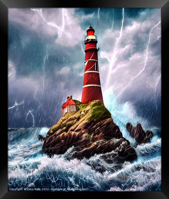 Enchanting Mystical Lighthouse Framed Print by Dina Rolle