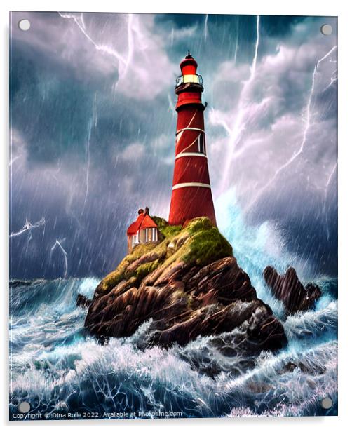 Enchanting Mystical Lighthouse Acrylic by Dina Rolle
