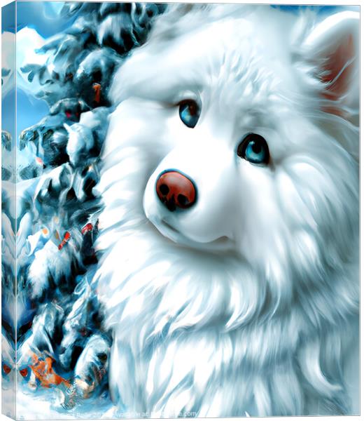 Beautuful White Angel Samoyed Puppy Canvas Print by Dina Rolle