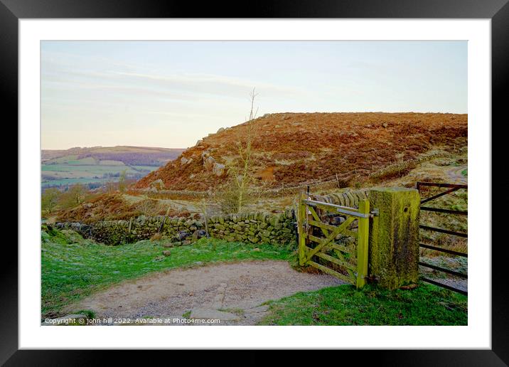 Baslow and Curbar edge, Derbyshire. Framed Mounted Print by john hill