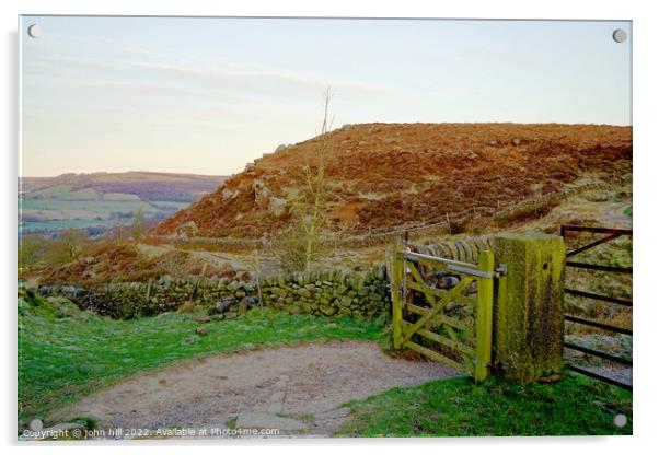 Baslow and Curbar edge, Derbyshire. Acrylic by john hill