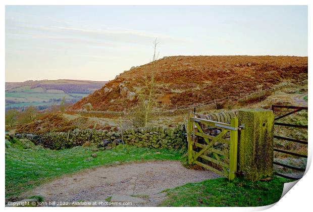 Baslow and Curbar edge, Derbyshire. Print by john hill