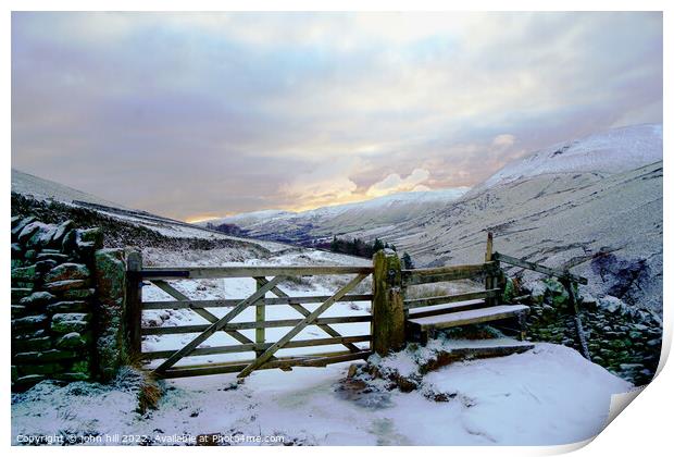 Vale of Edale at Dawn in Winter, Derbyshire Print by john hill