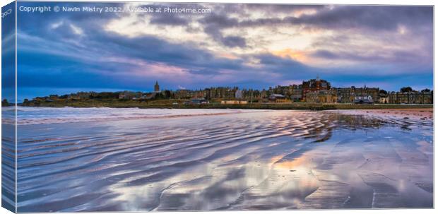 Sunrise at the West Sands, St. Andrews Canvas Print by Navin Mistry