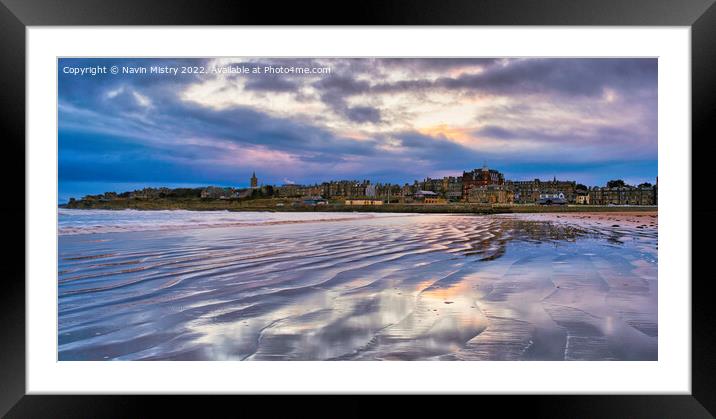 Sunrise at the West Sands, St. Andrews Framed Mounted Print by Navin Mistry
