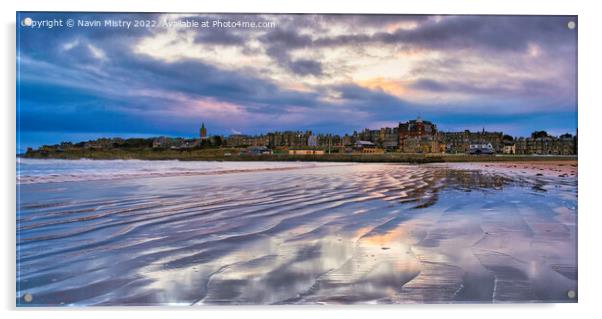 Sunrise at the West Sands, St. Andrews Acrylic by Navin Mistry