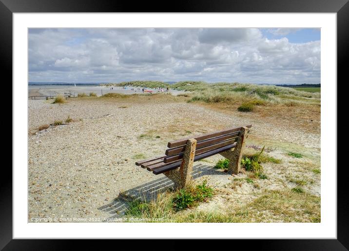 West Wittering seat with a view Framed Mounted Print by Diana Mower