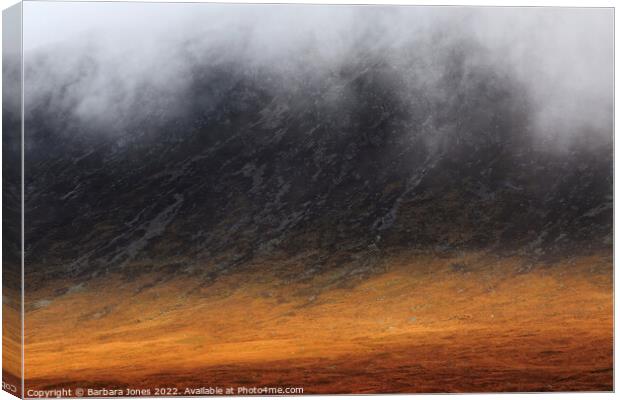 Moody Mountains of Glencoe Canvas Print by Barbara Jones