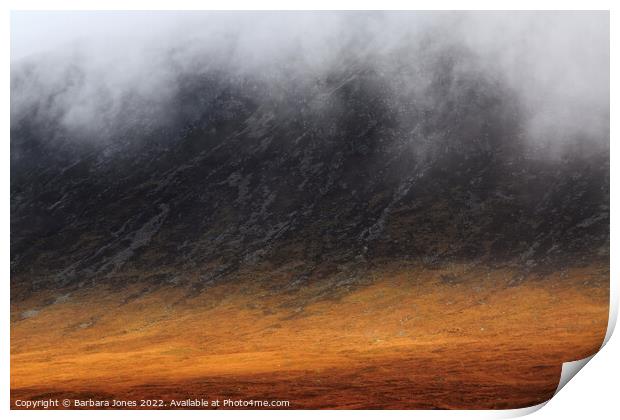 Moody Mountains of Glencoe Print by Barbara Jones